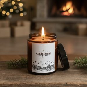 Karácsonyi gyertya barna üvegben